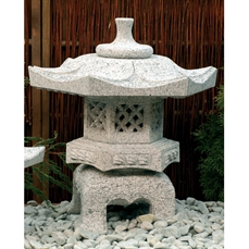 Rokkaku Yukimi lanterne højde 65 cm, lysegrå granit 